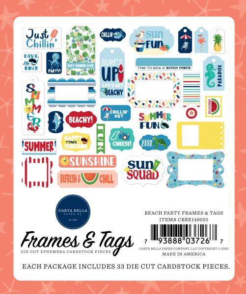 Carta Bella "Beach Party" Ephemera Frames & Tags