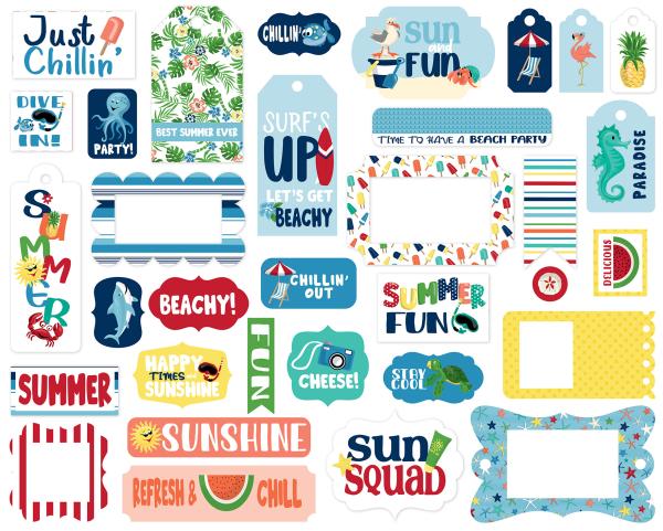 Carta Bella "Beach Party" Ephemera Frames & Tags