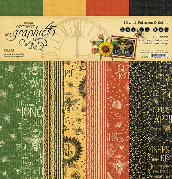 Graphic 45 "Let it Bee" 12x12" Patterns & Solid Pad