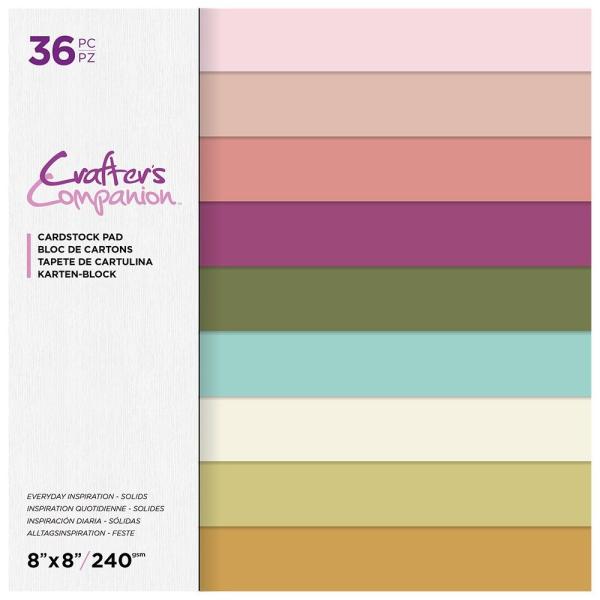 Crafters Companion -Everyday Inspiration Solids 8x8 Inch Card Pad - 12" Paper Pack