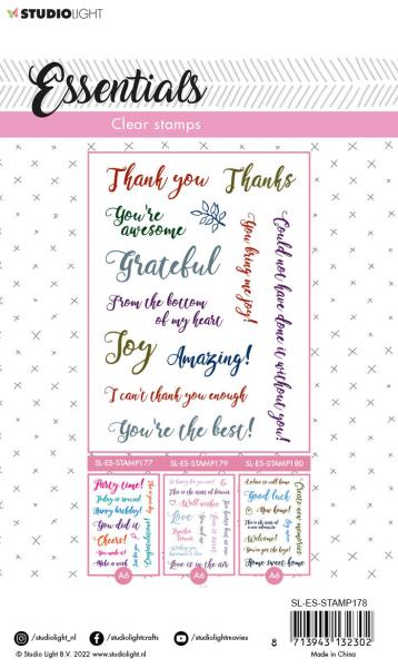 Studio Light - Clear Stamp io Light Sentiments/Wishes Thanks Clear Stamps (SL-ES-STAMP178)