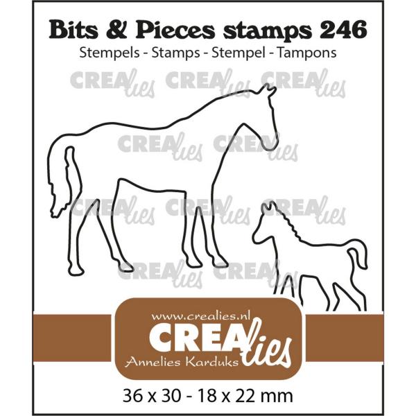 Crealies - Bits - Pieces Stempel Mare and Foal Outlines 