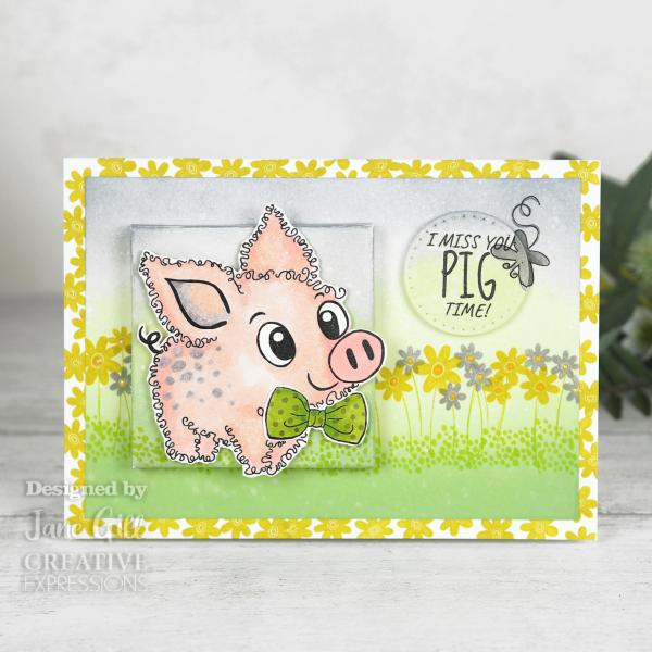Woodware Fuzzie Friends Pablo The Pig   Clear Stamps - Stempel 