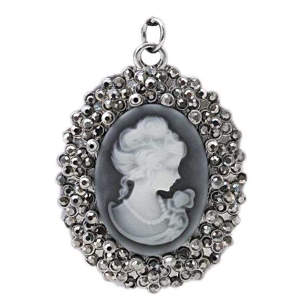 Tim Holtz - Idea Ology " Assemblage Pendant Crystal Cameo" - Metall Charms Madaillon Gemme