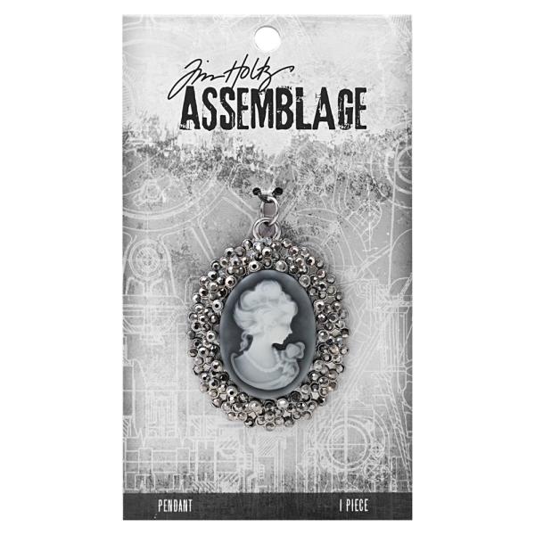 Tim Holtz - Idea Ology " Assemblage Pendant Crystal Cameo" - Metall Charms Madaillon Gemme