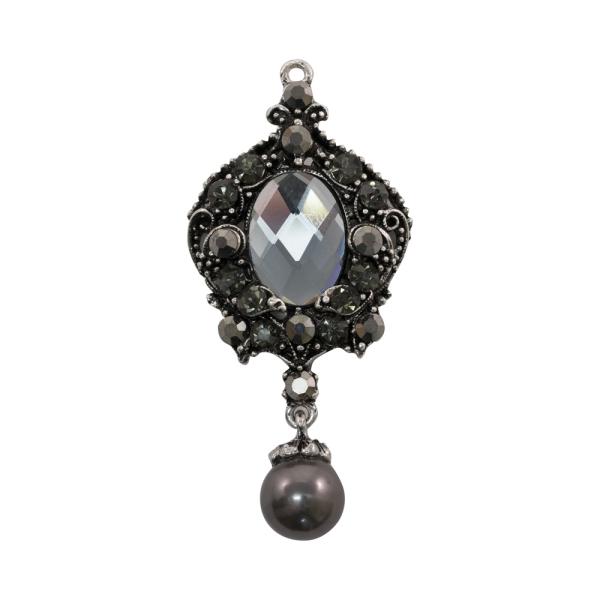 Tim Holtz - Idea Ology "Assemblage Pendant Jeweled Pendulous" - Metall Charms mit einem Strassstein