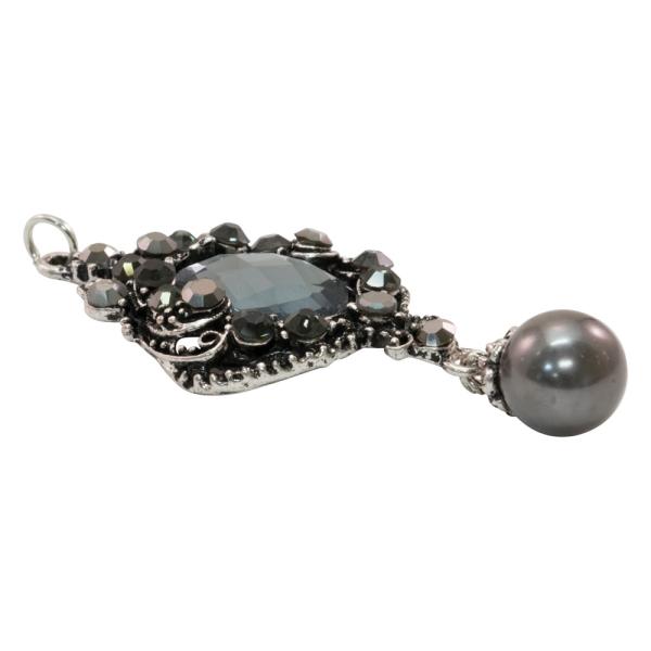 Tim Holtz - Idea Ology "Assemblage Pendant Jeweled Pendulous" - Metall Charms mit einem Strassstein