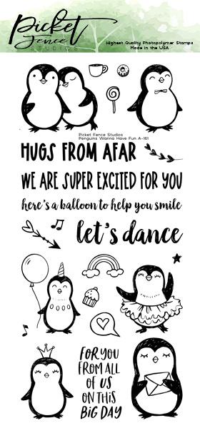 Picket Fence Studios Penguins Wanna Have Fun  Clear Stamps 