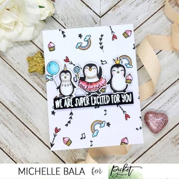 Picket Fence Studios Penguins Wanna Have Fun  Clear Stamps 