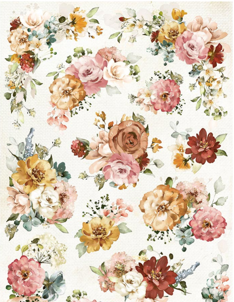 Stamperia "Garden of Promises Flowers Texture" A4 Decoupage / Decopatch Papier 