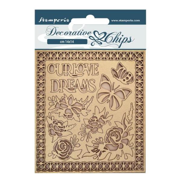 Stamperia "Garden of Promises Our Love, Dreams" Decorative Chips - Holzmotive