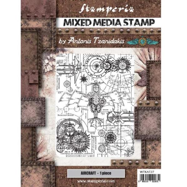 Stamperia Stempel "Sir Vagabond Aviator Aircraft" Natural Rubber Stamp - (Naturkautschukstempel)