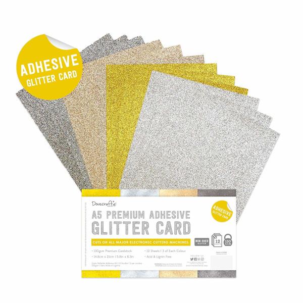 Dovecraft Adhesive Glitter Sheets  Metallic A5