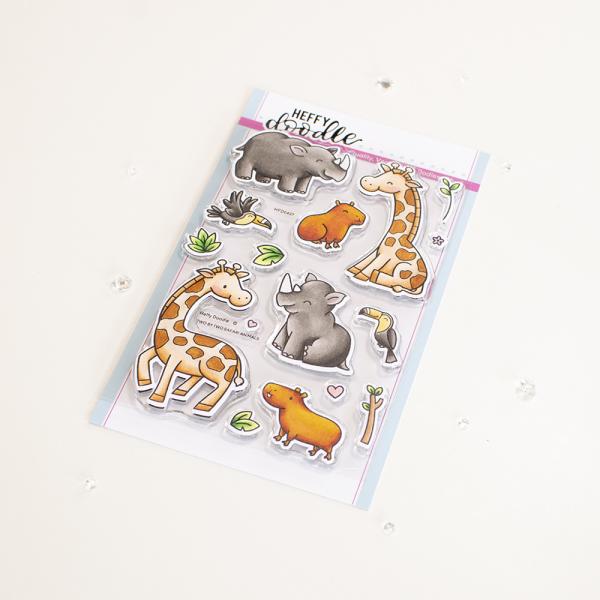 Heffy Doodle Two By Two Safari Animals   Clear Stamps - Stempel 