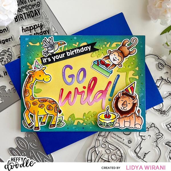 Heffy Doodle Two By Two Safari Animals   Clear Stamps - Stempel 