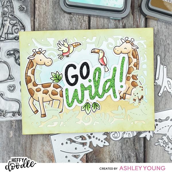 Heffy Doodle Two By Two Safari Animals   Clear Stamps - Stempel 