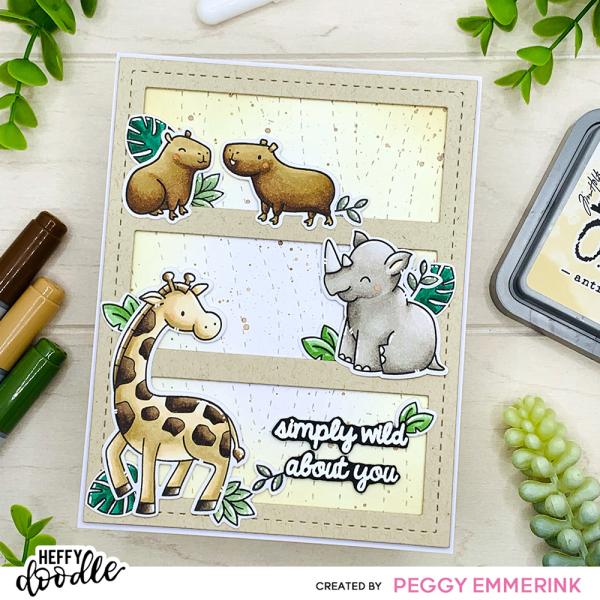 Heffy Doodle Two By Two Safari Animals   Clear Stamps - Stempel 