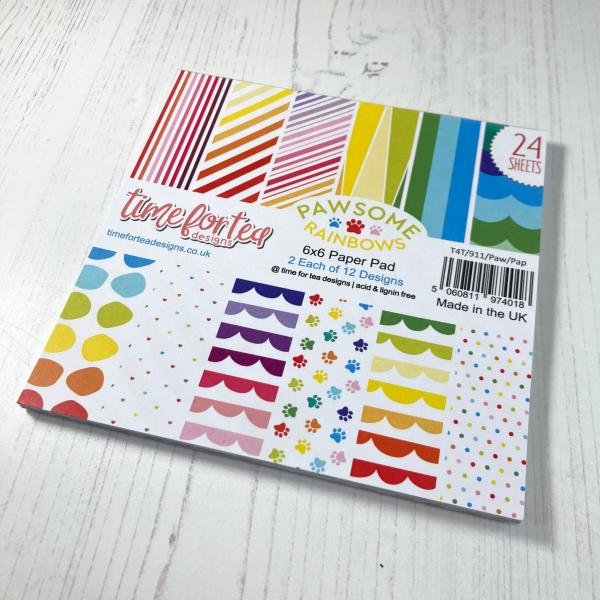 Time For Tea 6x6 Paper Pack Designs Pawsome Rainbows 