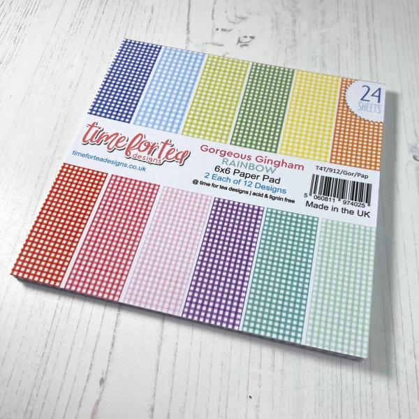Time For Tea 6x6 Paper Pack Designs Gorgeous Gingham Rainbow 6x6 Inch 
