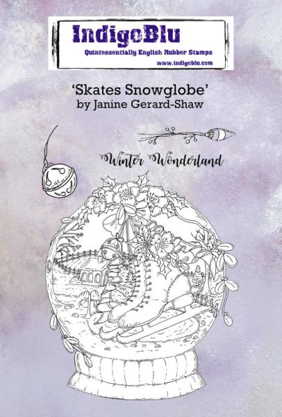 IndigoBlu "Skates Snowglobe" A6 Rubber Stamp