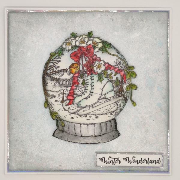 IndigoBlu "Skates Snowglobe" A6 Rubber Stamp