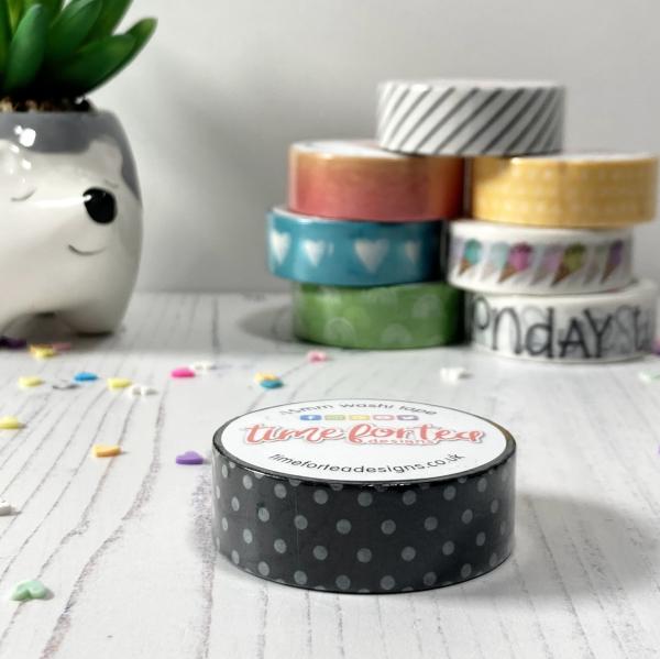 Time For Tea Washi Tape Black Polka Dots