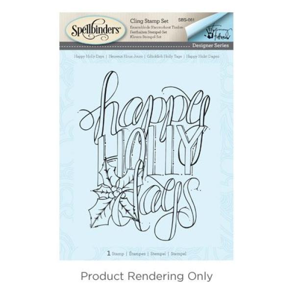 Spellbinders Cling Stamp - "Happy Holly Days" - Gummistempel
