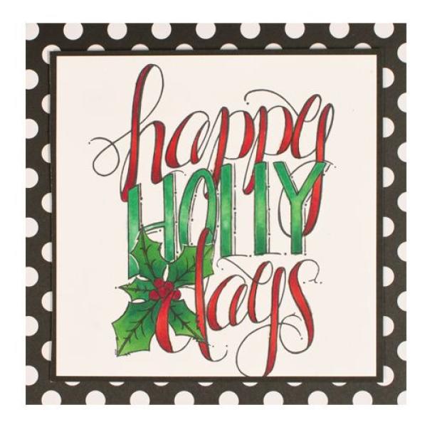 Spellbinders Cling Stamp - "Happy Holly Days" - Gummistempel