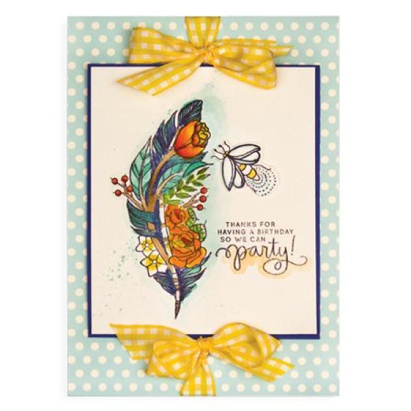 Spellbinders Stempel & Stanzset "Feather Fireflies Stamp And Die Set"
