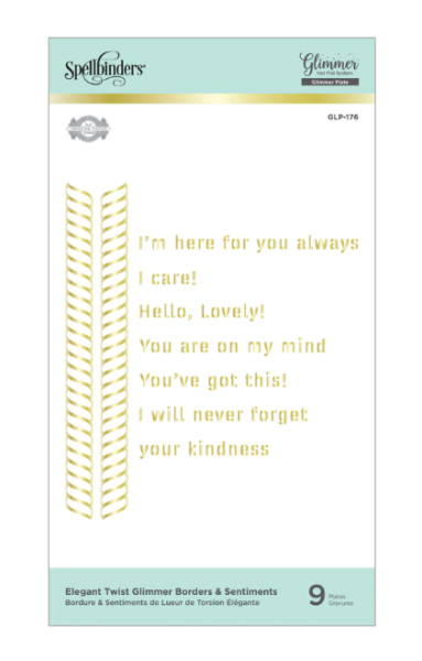 Spellbinders Hotfoil Plate - "Elegant Twist Glimmer Borders & Sentiments"