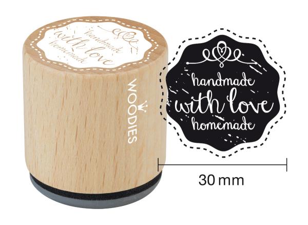 Woodies-  Handmade With Love Homemade  - Rubber Stamp 
