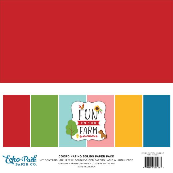 Echo Park "Fun On The Farm" 12x12" Coordinating Solids Paper - Cardstock