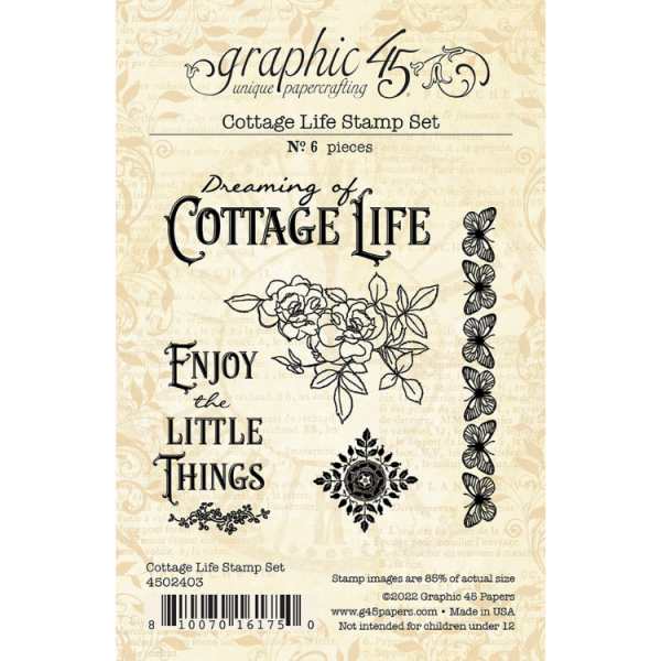 Graphic 45 Cottage Life Stamp Set  Clear Stamp 