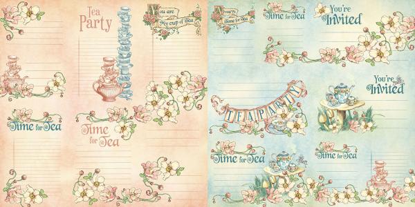 Graphic 45 "Alice's Tea Party Journaling Cards " Ephemera - Stanzteile
