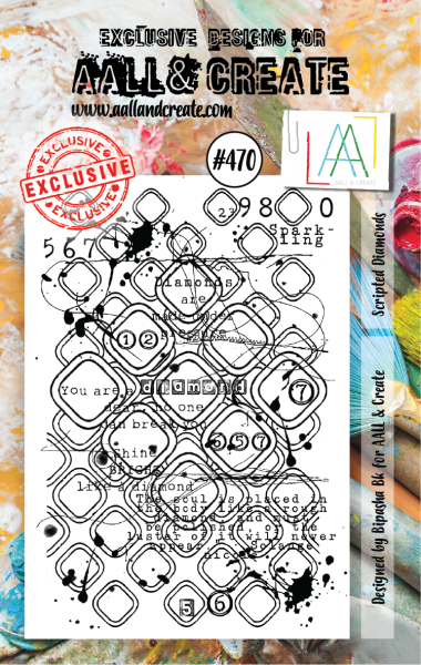 AALL and Create  Scripted Diamonds  Stamps - Stempel A7