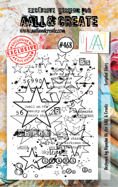 AALL and Create  Scripted Stars  Stamps - Stempel A7