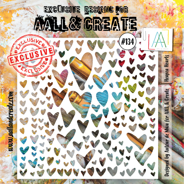 AALL and Create  Heapza Hearts  Stencil - Schablone 6x6