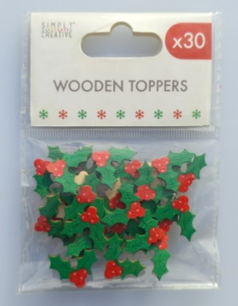 Simpy Crative Mini Wooden Holly Toppers  - Holzteile
