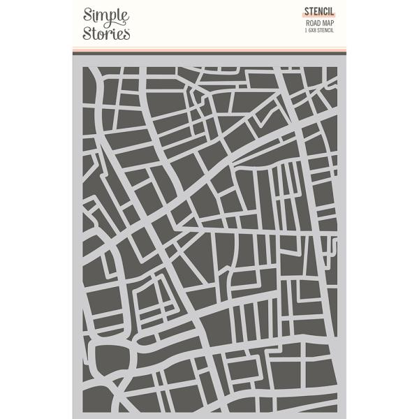 Simple Stories Simple  Let's Go! Stencil Road Map  - Schablone