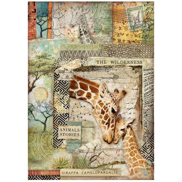 Stamperia "Savana Giraffe " A4 Decoupage / Decopatch Papier 6 Bögen 