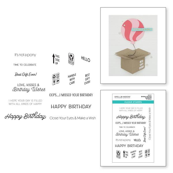 Spellbinders Stempelset - "Birthday Unboxing Sentiments" - Silikonstempel