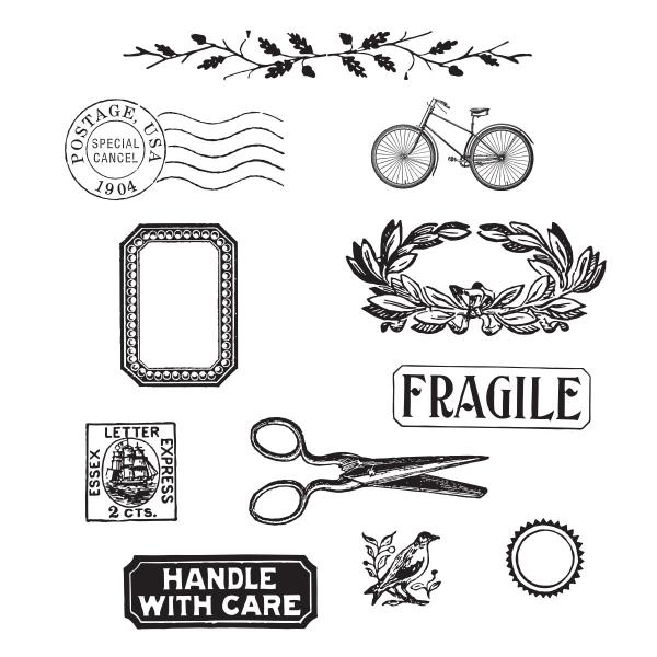 Spellbinders Stempelset - "Handle with Care" - Silikonstempel