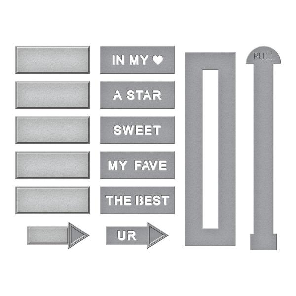 Spellbinders Dies "Pick Your Greeting Slider Etched" Stanzschablonen