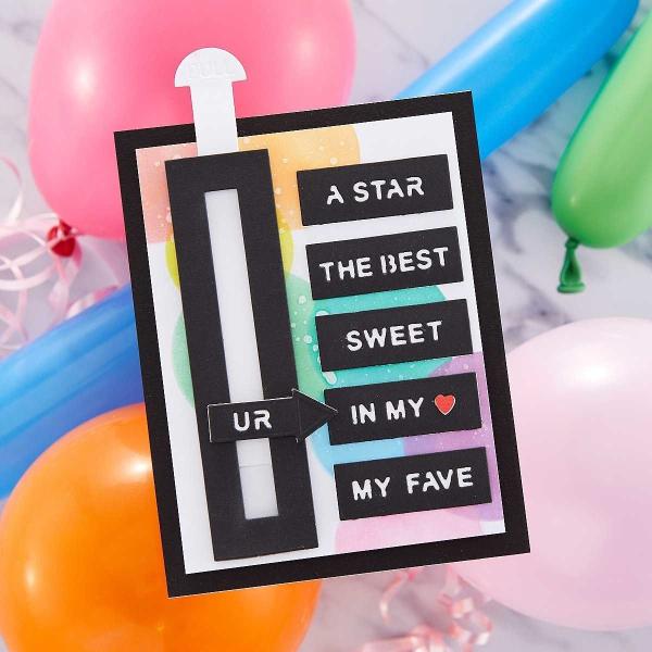 Spellbinders Dies "Pick Your Greeting Slider Etched" Stanzschablonen