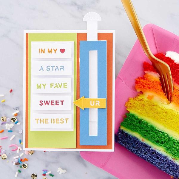 Spellbinders Dies "Pick Your Greeting Slider Etched" Stanzschablonen