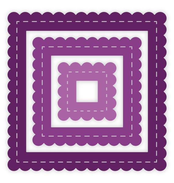 Gemini Nesting Square Frames Dies - Stanze - Quadratische Rahmen mit Jakobsmuschelkante