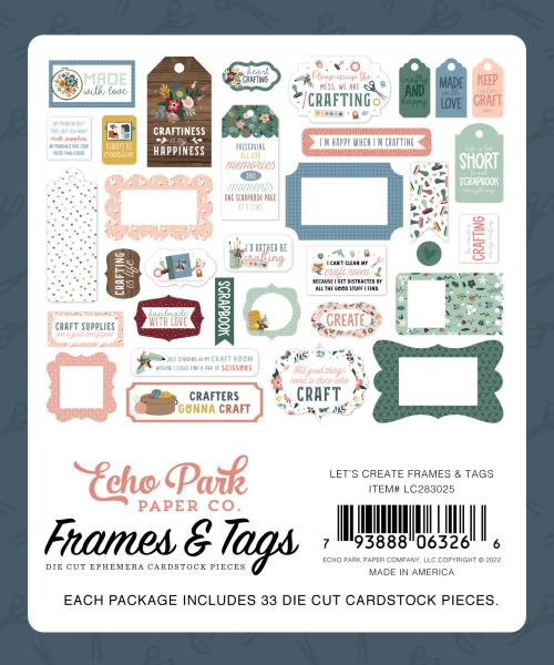 Echo Park "Let's Create" Ephemera Frames & Tags