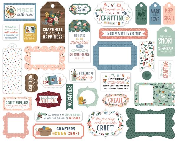 Echo Park "Let's Create" Ephemera Frames & Tags