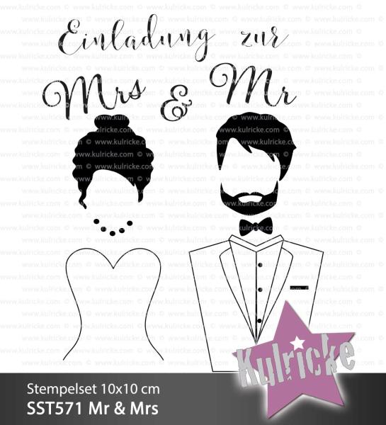 Kulricke Stempelset "Mr & Mrs" Clear Stamp Motiv-Stempel