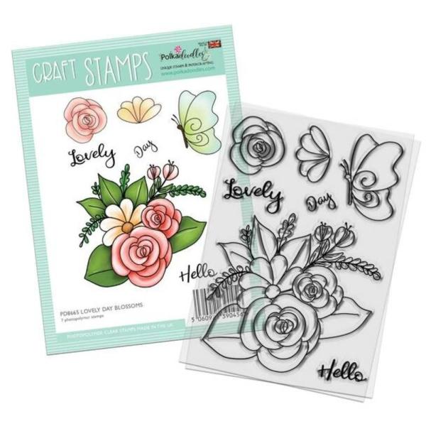 Polkadoodles Stempel "Lovely Day Blossom Flower" Clear Stamp-Set